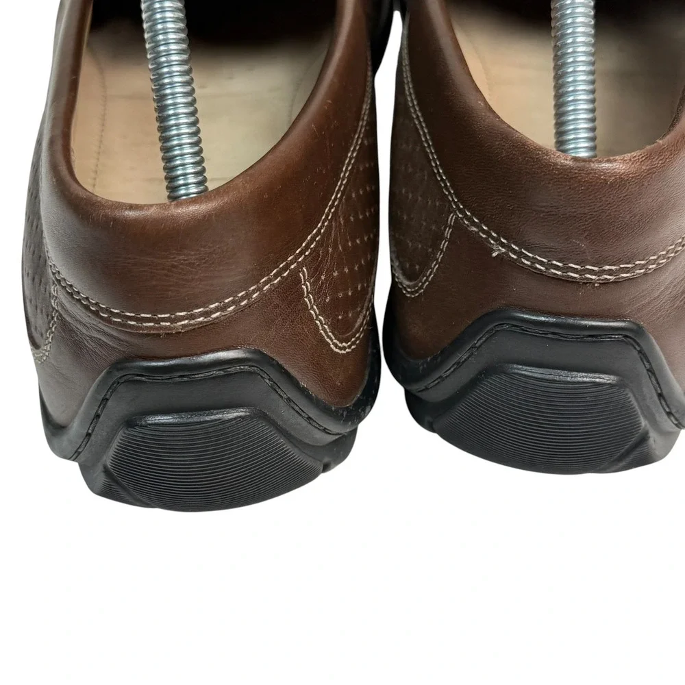 ECCO Men Brown Leather Perforated Moccasin Loafers EU 45 US 11-11.5 Driving Shoe